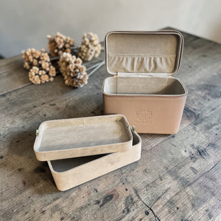Khaki Double Tray Needlework Sewing Case