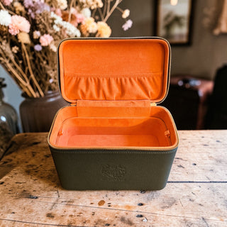 Greenish Teal Double Tray Needlework Sewing Case
